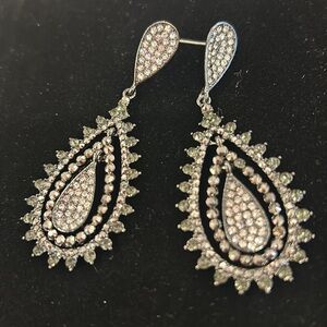 Black Diamond Crystal Teardrop Earrings Boutique-Boutique